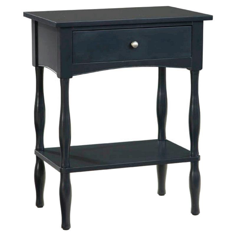 End Table Hardwood Black - Alaterre Furniture: Cottage Style, Drawer, Shelf, Turned Legs