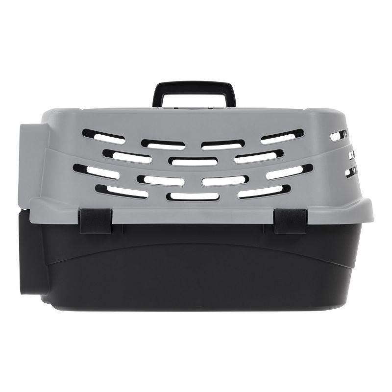 IRIS USA 23" Small Pet Travel Carrier with Front and Top Access, 2-Door Top Load, Hard-Sided Training Crate for 18 Lbs, Black/Gray