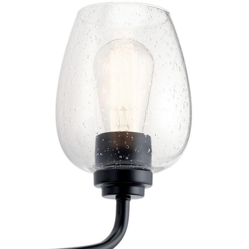 Black Outdoor Wall Sconce with Clear Seeded Glass