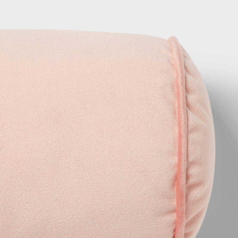 Round Bolster Kids' Pillow Pink - Pillowfort™: Velvet Cylinder Throw Pillow, OEKO-TEX Certified, Indoor Use