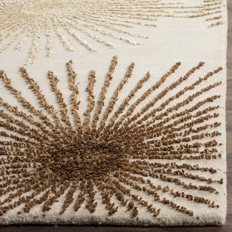 Beige and Gold Hand-Tufted Wool Area Rug