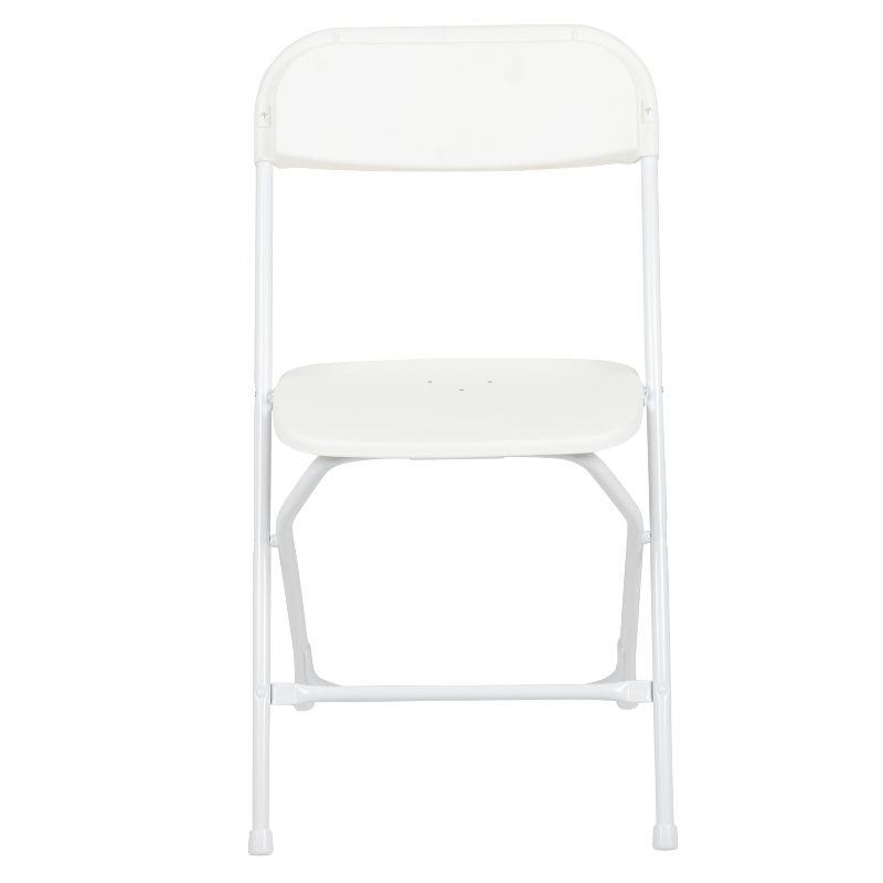 White Plastic Folding Chairs with Steel Frame - 6 Pack