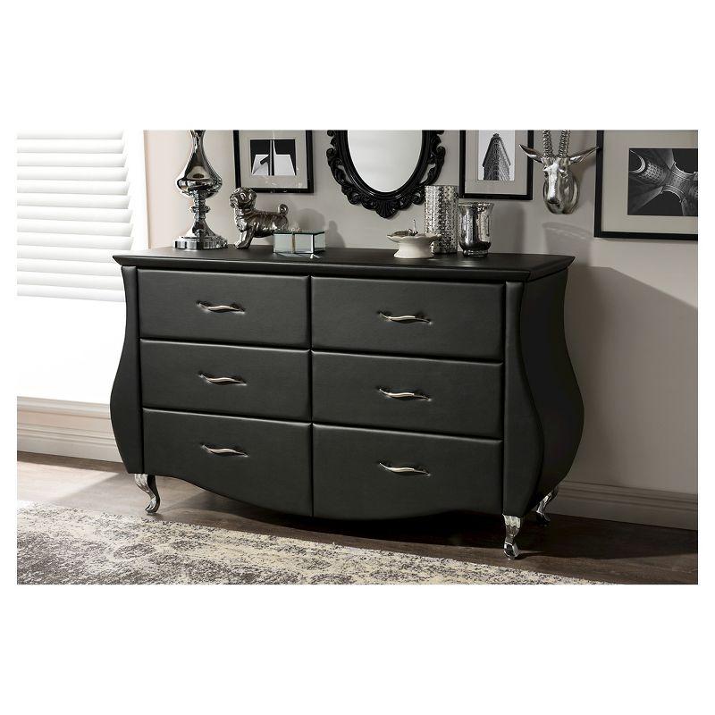 Enzo Modern and Contemporary Faux Leather 6 Drawer Dresser - Baxton Studio