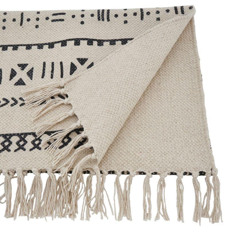 Natural Cotton Mud Cloth Table Runner with Tassels