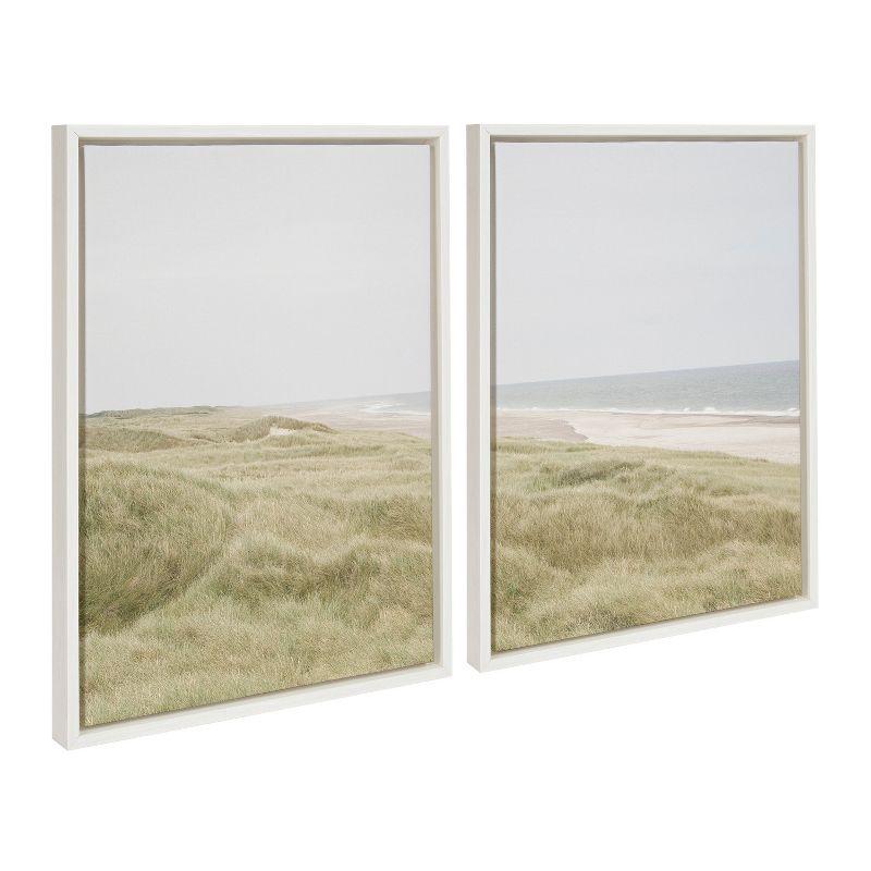 Peaceful Coastal Landscape Canvas Print Set with White Frame