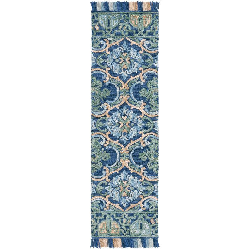 Blossom BLM422 Hand Tufted Runner Rug - Navy/Green - 2'3"x14' - Safavieh.