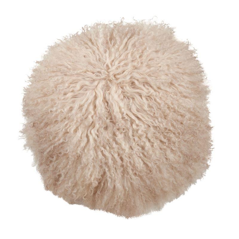 Saro Lifestyle 100% Wool Mongolian Lamb Fur Throw Pillow With Poly Filling