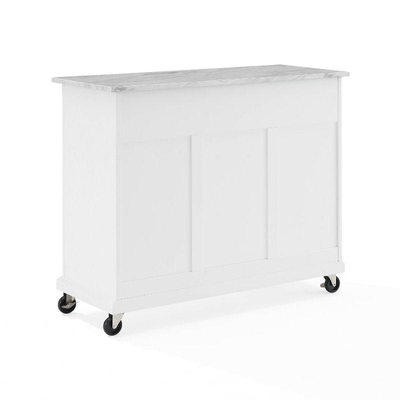 Avery Kitchen Island/Cart Distressed White/White Marble - Crosley: Adjustable Shelves, Particle Board Frame, 6 Shelves, 2 Drawers