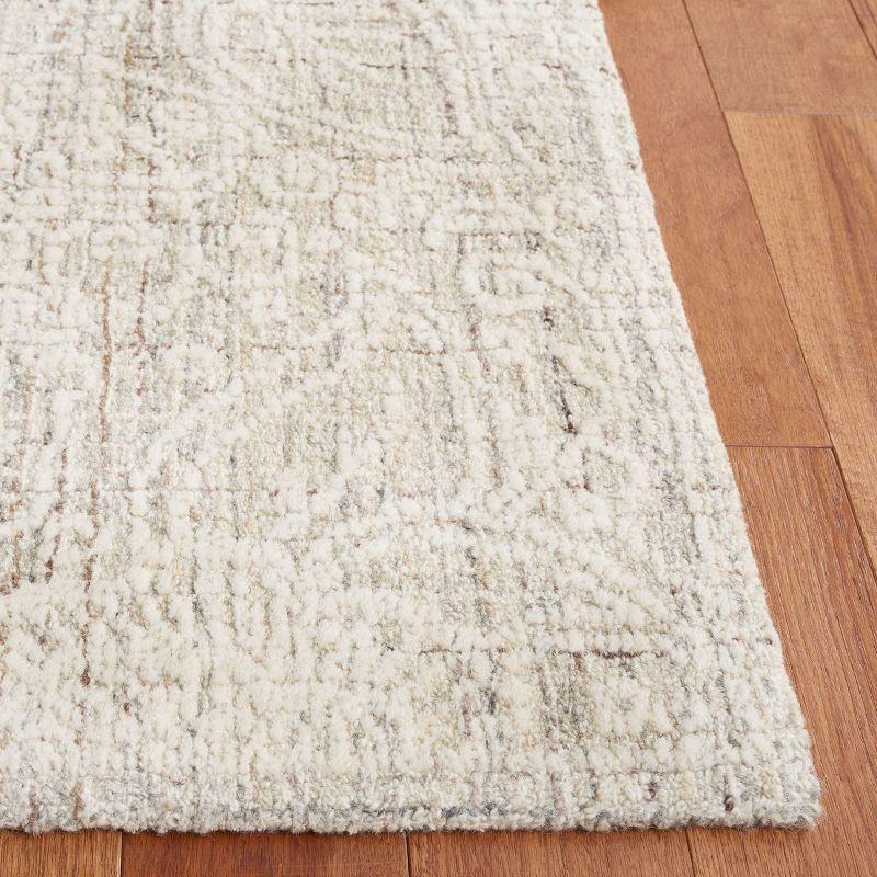 Gray Ivory Tufted Wool Square Area Rug