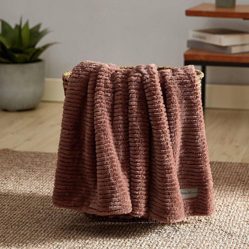 Eddie Bauer Eddie Bauer Ribbed Textured Stripe Solid Plush Throw Blanket