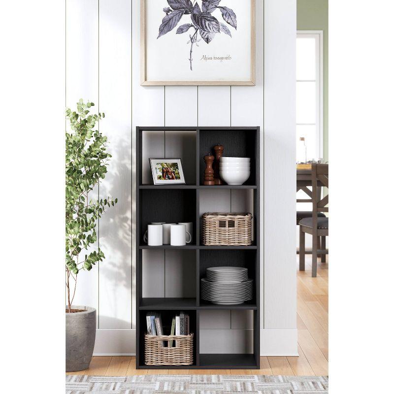 47.05" Langdrew 8 Cube Organizer Black - Signature Design by Ashley: Modern Bookshelf, Laminated MDF