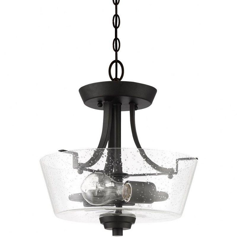 Espresso and Clear Glass Drum Semi-Flush Mount Light