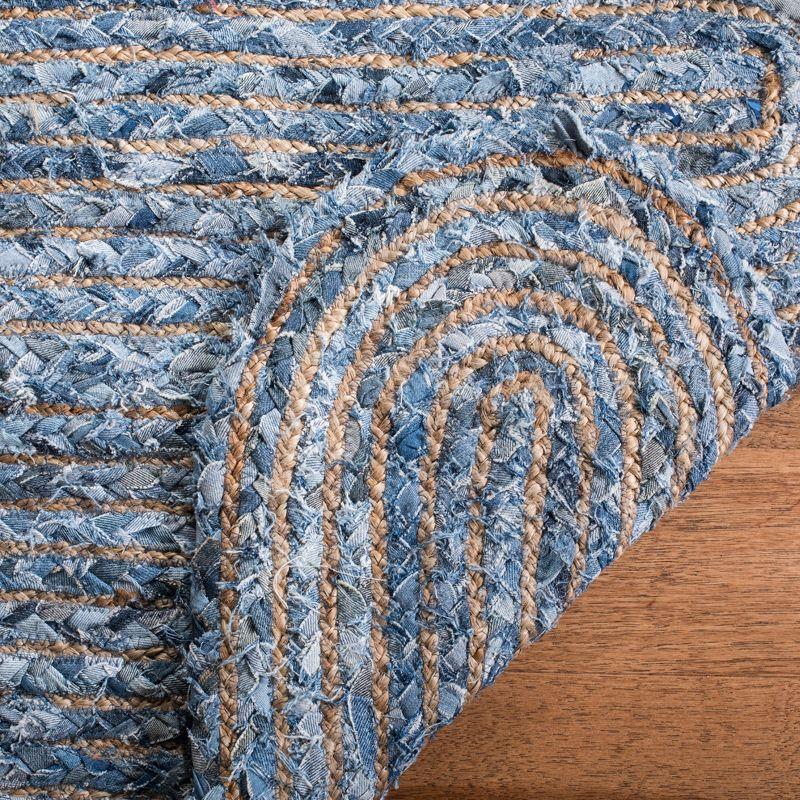 Coastal Charm Hand-Knotted Blue Square Cotton & Synthetic Rug