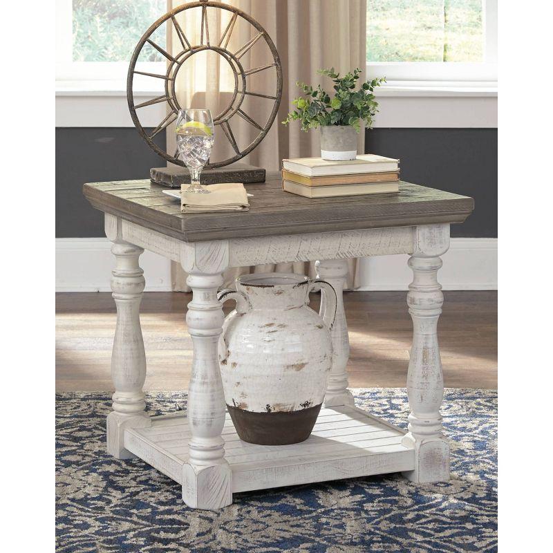 Havalance End Table Gray/White - Signature Design by Ashley: Distressed Two-Tone, Robust Legs, Storage Shelf