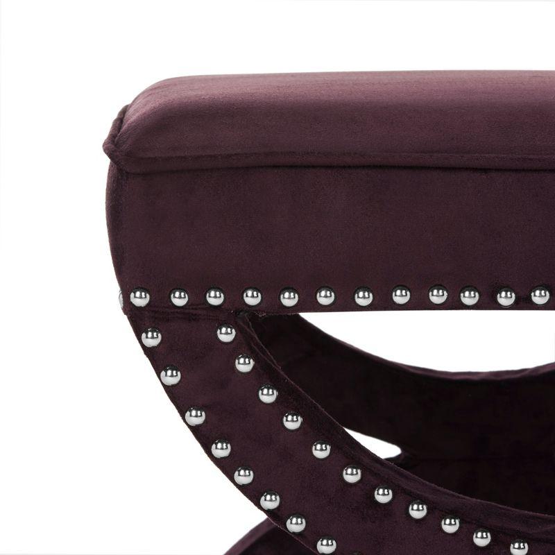 Mystic Ottoman with Silver Nail Heads - Plum - Safavieh