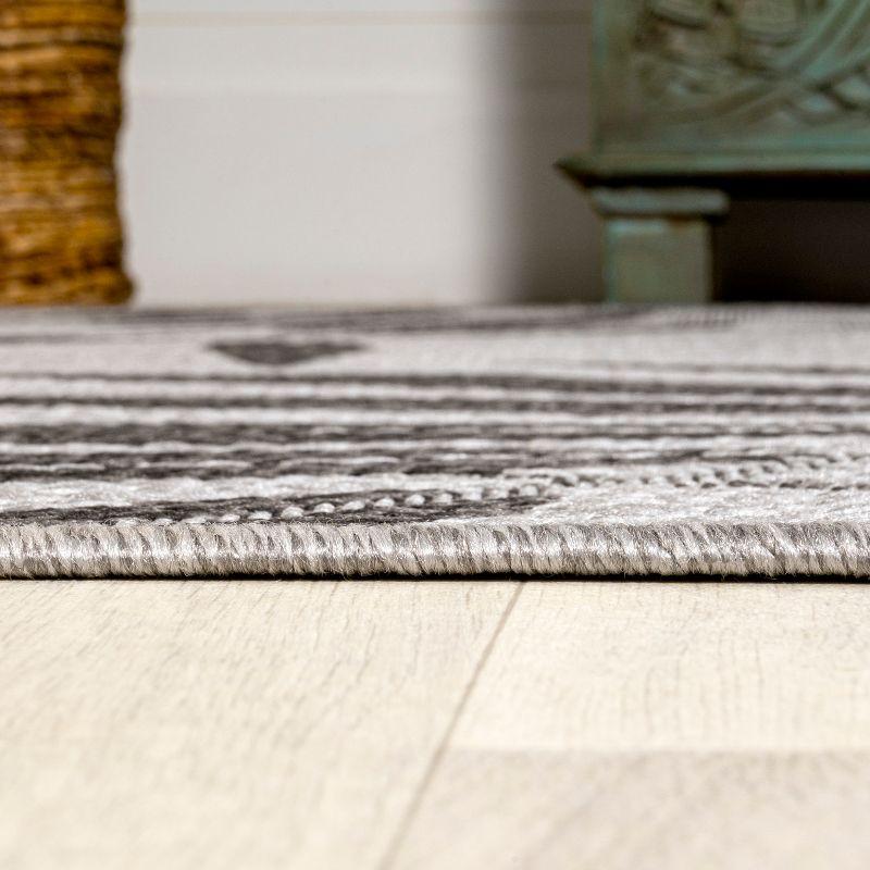8' x 10' Havana Tropical Palm Leaf Indoor/Outdoor Area Rug, Gray/Black - JONATHAN Y
