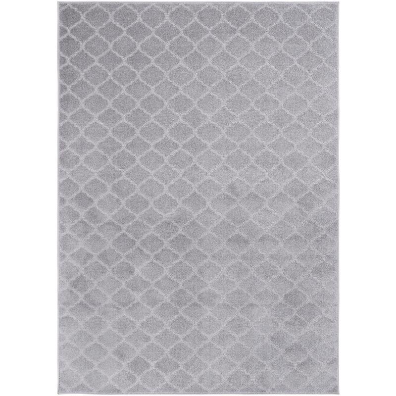 Gray Hand-Knotted Synthetic Rectangular Area Rug