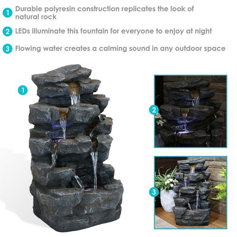 Sunnydaze 24"H Electric Polyresin Grotto Falls Outdoor Water Fountain with LED Lights