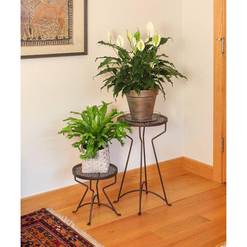 12.5" x 12" Roman Bronze Wrought Iron Capri Plant Stand Powder Coated - ACHLA Designs: No Assembly, Indoor/Outdoor Use