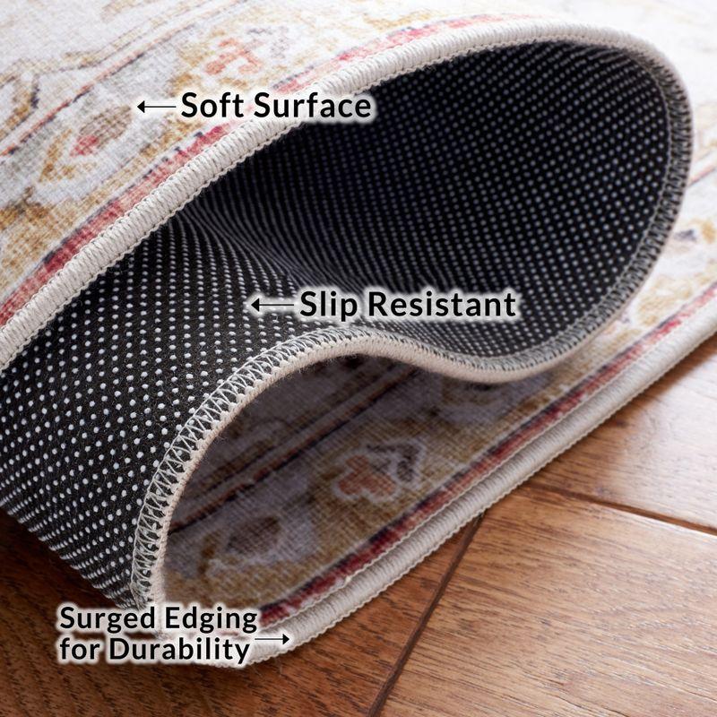 Tucson TSN105 Power Loomed Machine Washable Area Rug - Light Grey/Rust - 4'x4' - Safavieh.