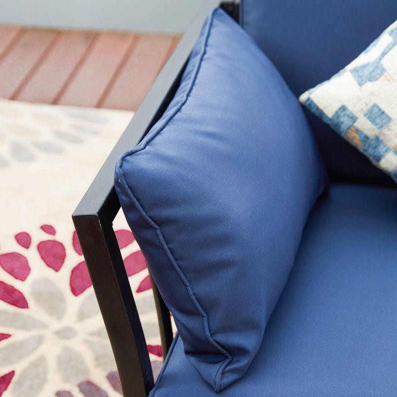 2pc Outdoor Steel Corner Sectional Seat with Cushions Blue - Patio Festival: Metal Frame, UV & Weather-Resistant