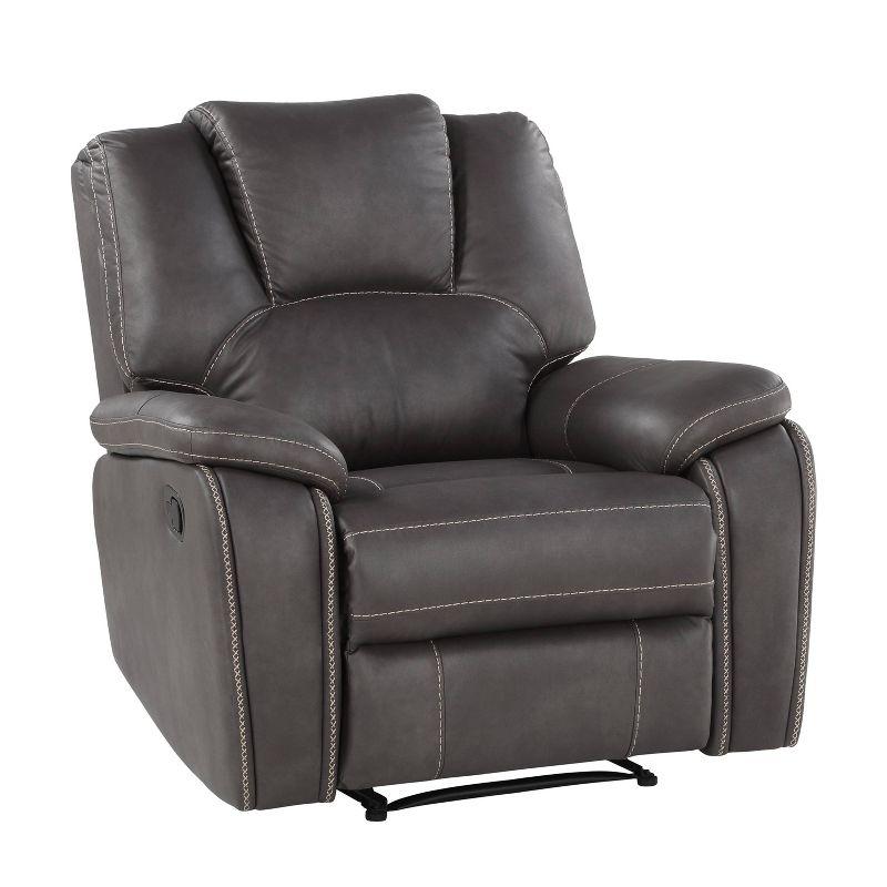 Katrine Manual Recliner Charcoal - Steve Silver Co.: Faux Leather Upholstery, Plywood Frame, No Tools Assembly