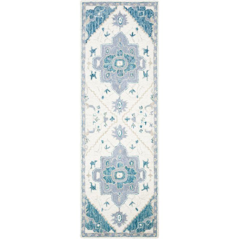 Micro-Loop MLP503 Hand Tufted Indoor Runner Rug - Ivory/Navy - 2'3"x7' - Safavieh