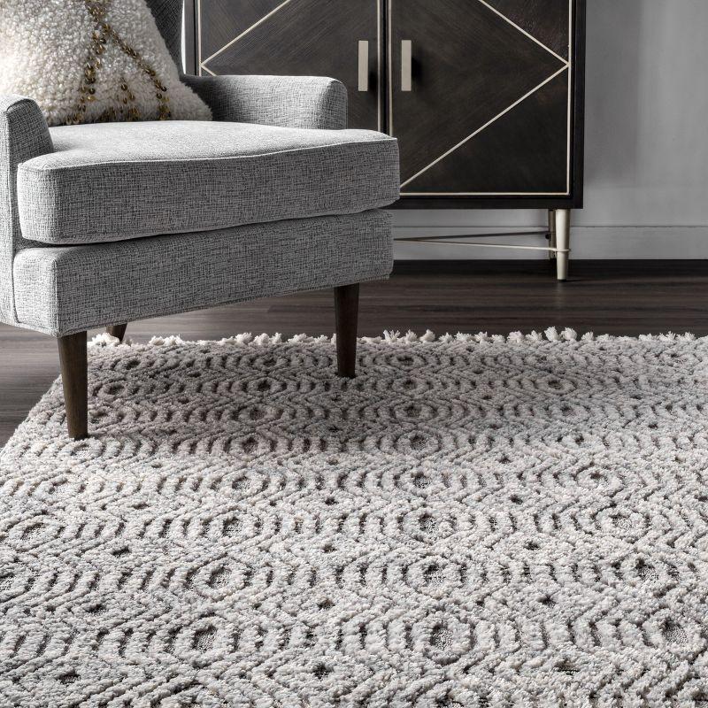 Reversible Shag Synthetic 4' x 6' Area Rug in Gray