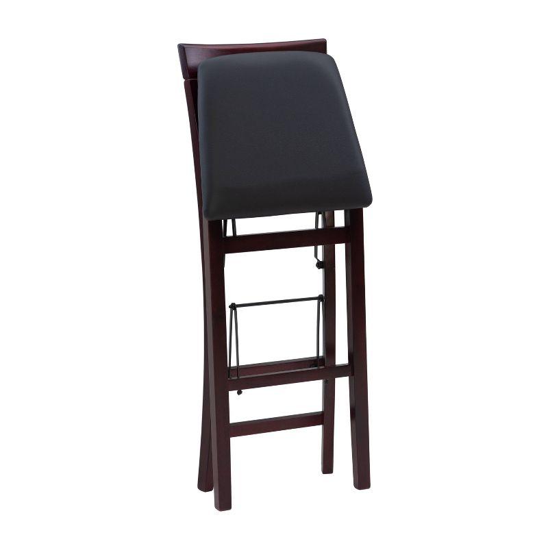 Triena X Back Faux Leather Folding Barstool Espresso - Linon: Padded Seat, Wood Legs, No Assembly Required