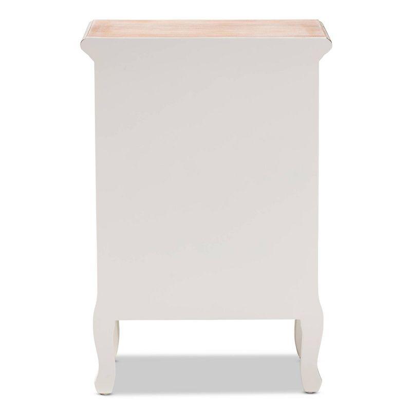 Capucine Two-Tone Natural Whitewashed Oak Finished Wood 3 Drawer Nightstand White - Baxton Studio: Modern Style, Includes Anti-Tip Hardware