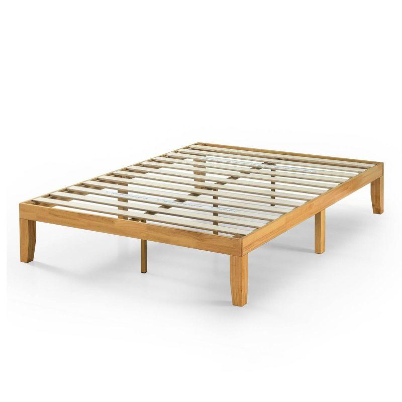 Natural Full Wood Platform Bed Frame with Slats and Headboard