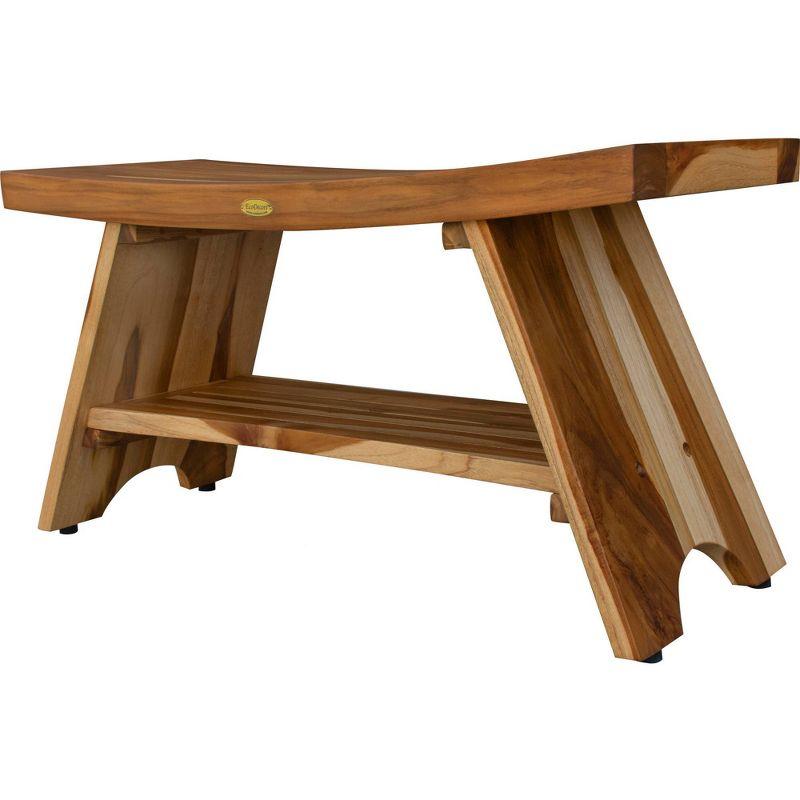 35" Serenity ED968 Wide Teak Shower Bench with Shelf - EcoDecors