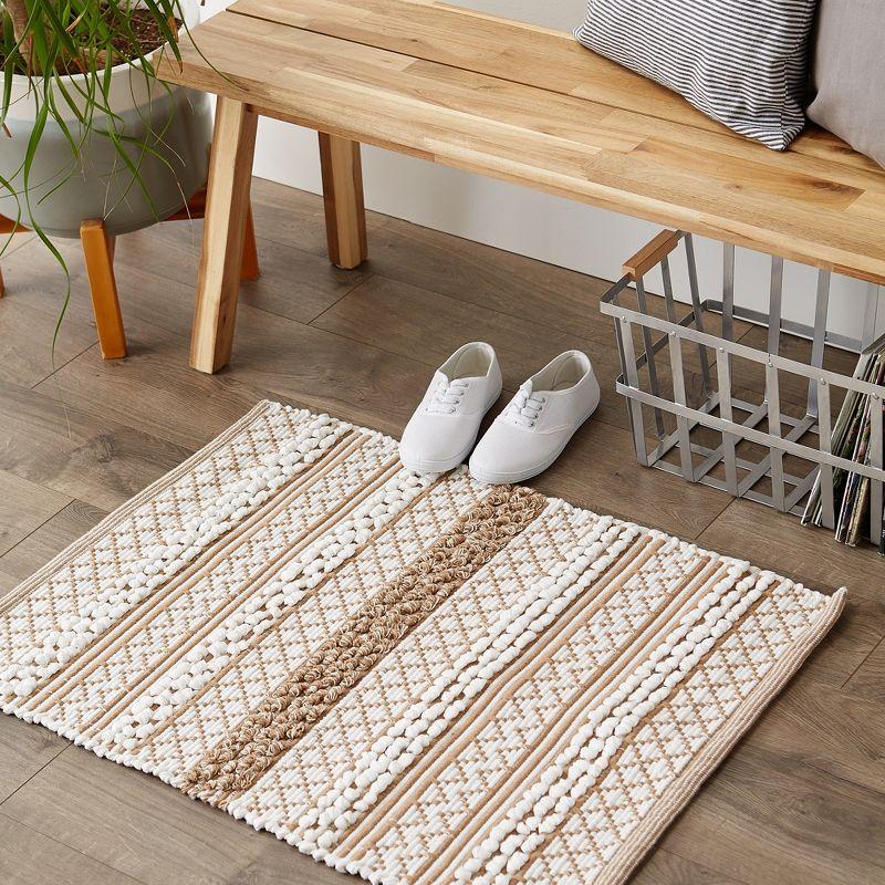Design Imports Handloomed Slub Stripe - Stone & White - 2 X 3 Ft