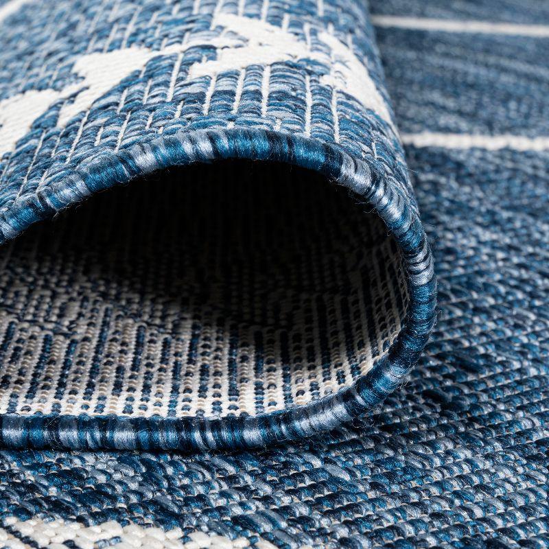 4'x6' Derya  Diamond Trellis Indoor/Outdoor Area Rug, Blue/Ivory - JONATHAN Y