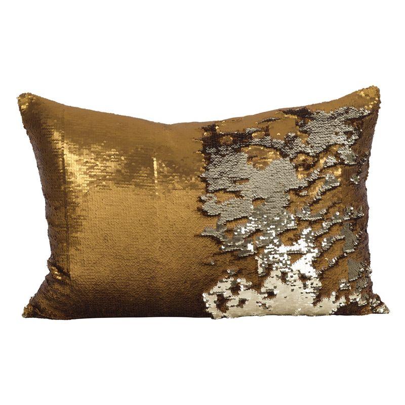 Saro Lifestyle Reversible Sequin Mermaid Poly Filled Throw Pillow