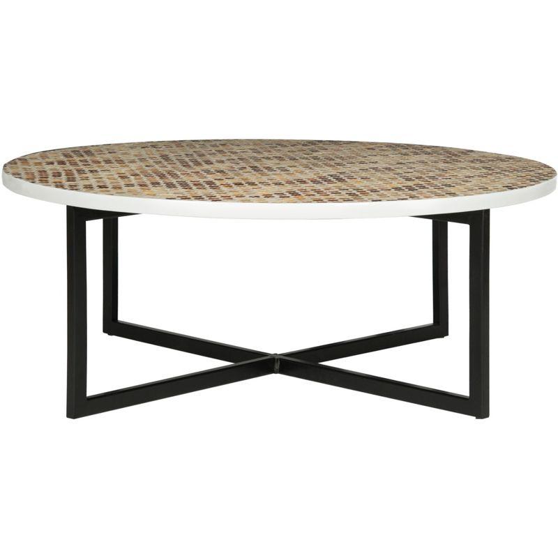 Cheyenne Round Brown Mosaic Metal Coffee Table