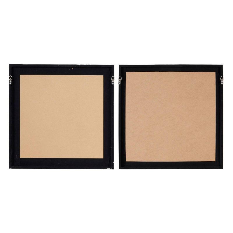 (Set of 2) 23.5" Square Fabric Shadow Box Abstract Wall Art Black/White/Blue - Olivia & May: Modern MDF Textile Art with Mounting Hardware