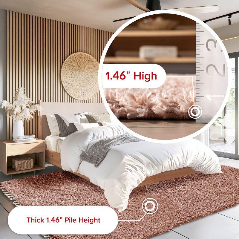 Nuloom Neva Solid 8x11 Shag Indoor Area Rug for Living Room Bedroom Dining Room Nursery, Blush/Ivory