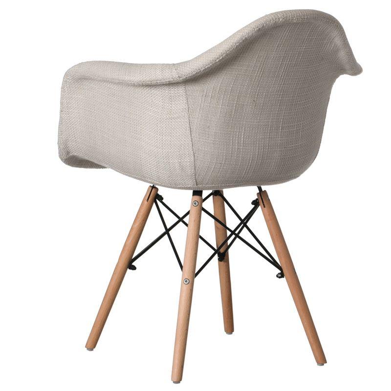 George Oliver Mid-century Modern Style Fabric Lined Armchair With Beech Wooden Legs, Black And White | Wayfair
