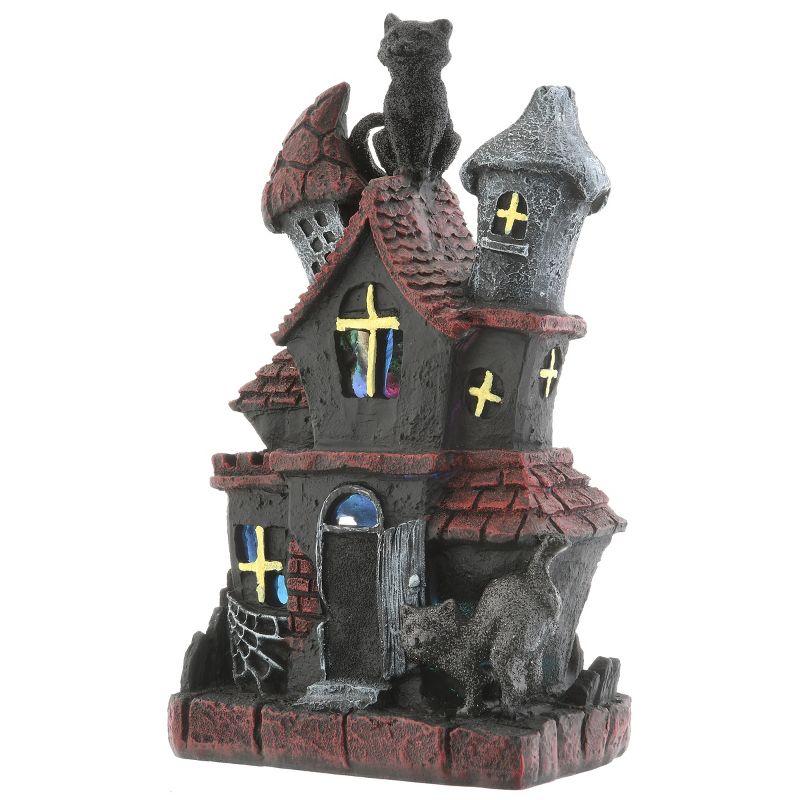 The Holiday Aisle® 7" Black Cats Halloween Haunted House with LED Light