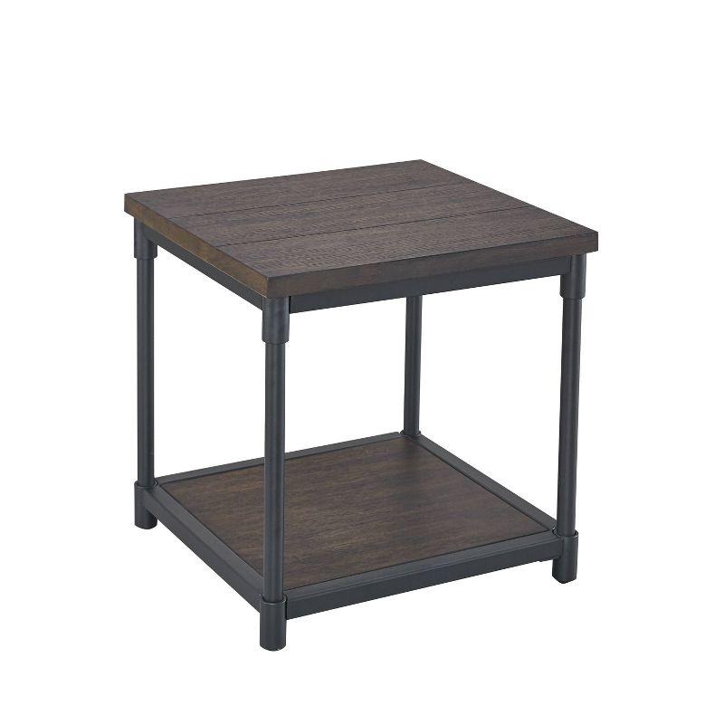 Prescott End Table Distressed Brown - Steve Silver: Industrial Square, Storage Shelf, Metal Frame