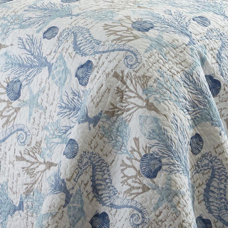 Blue Reversible Cotton Polyester Indoor Window Quilt Set