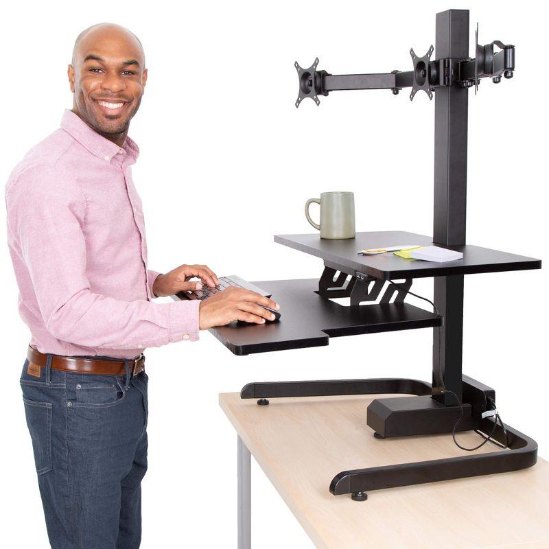 Techtonic Triple Monitor Electric Standing Desk Converter - Black