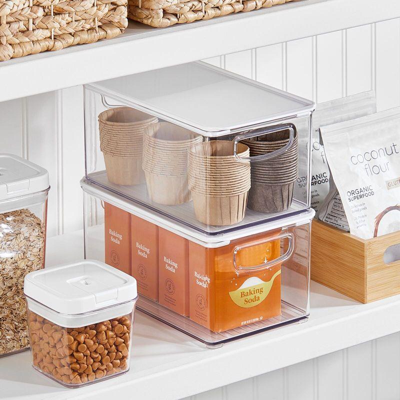 mDesign Plastic Deep Kitchen Storage Bin Box, Lid/Handles