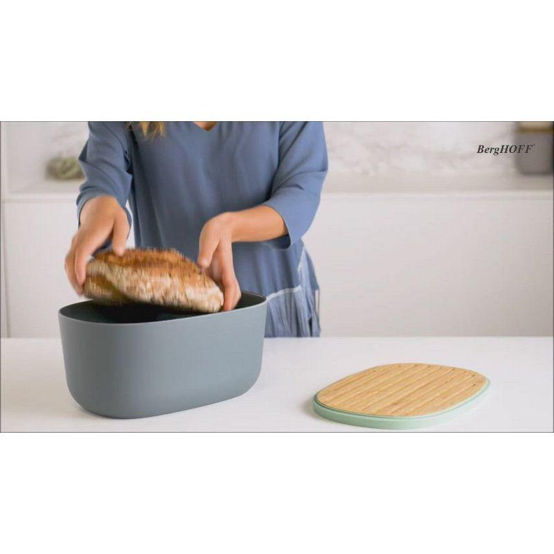 BergHOFF LEO Natural Bamboo Covered Bread Box & Cutting Board 12.5" x 8.5" x 6", Freshly Bread