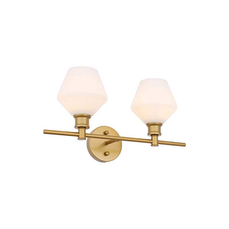 Elegant Lighting Gene 2 light Brass and Frosted white glass Wall sconce