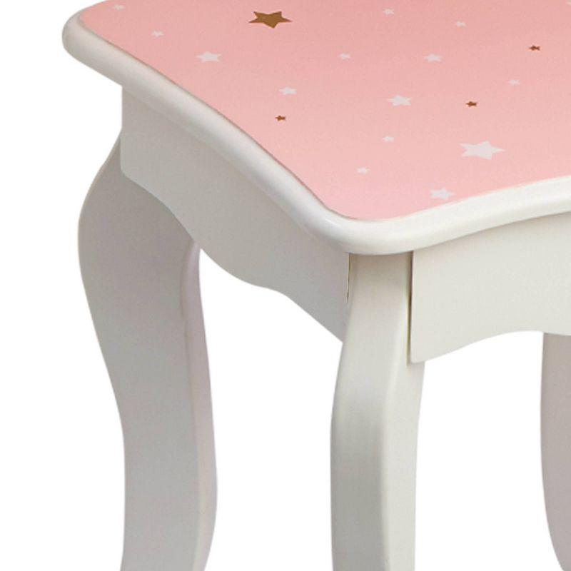 Teamson Kids Gisele 2pc Twinkle Star Prints Wooden Kids' Vanity Set White/Pink/Gold