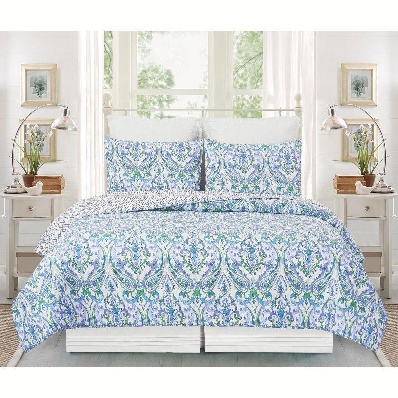 C&F Home Juliet Damask Cotton Quilt Set - Reversible and Machine Washable