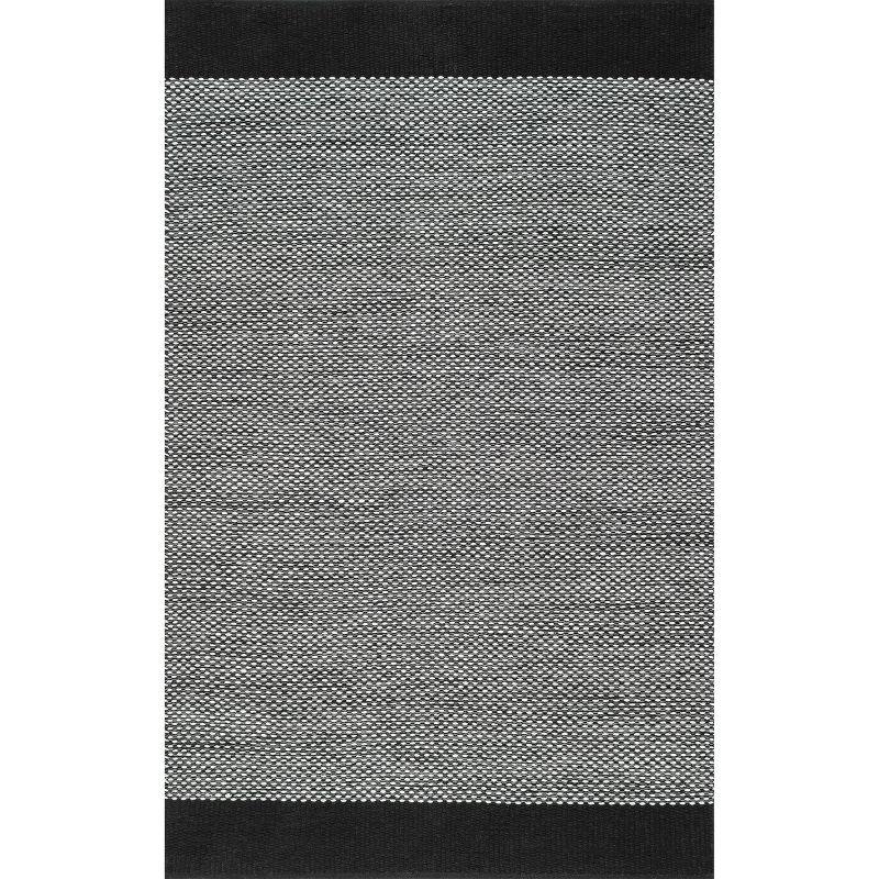 Handmade Reversible Black Cotton Flatweave Rug, 8' x 10'