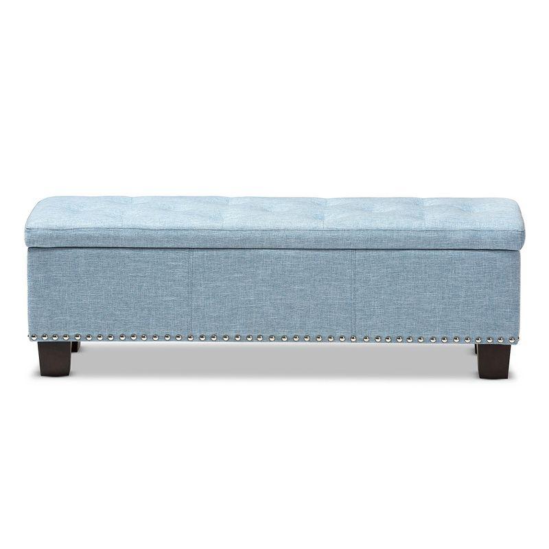 Hannah Modern and Contemporary Fabric Upholstered Button - Tufting Storage Ottoman Bench - Light Blue - Baxton Studio